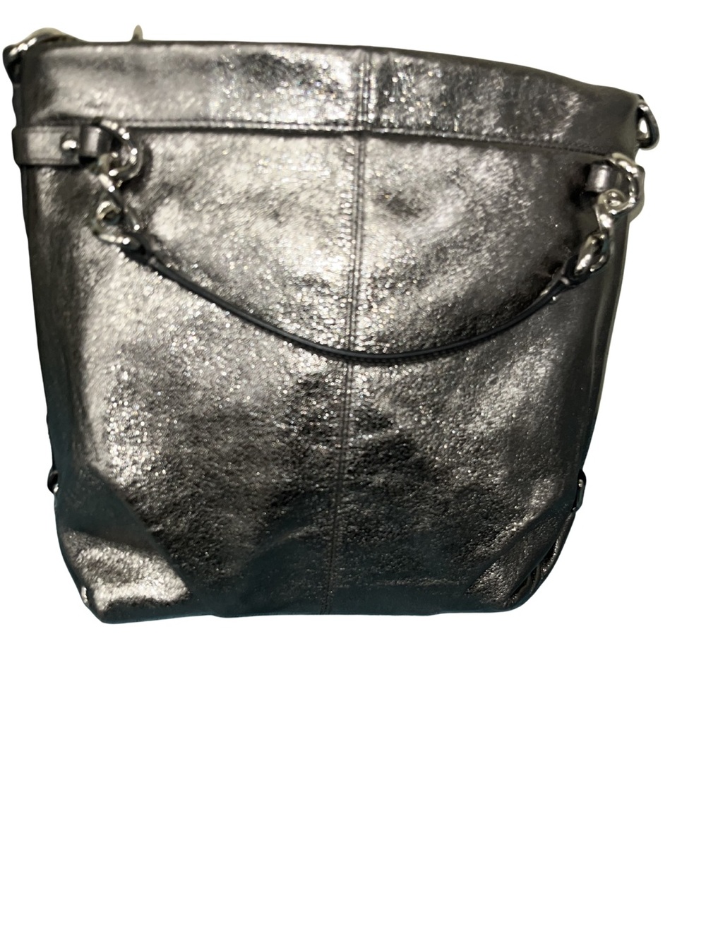 COACH Brooke Handbag Leather Pewter Silver Metallic Hobo Bag Purse F17165